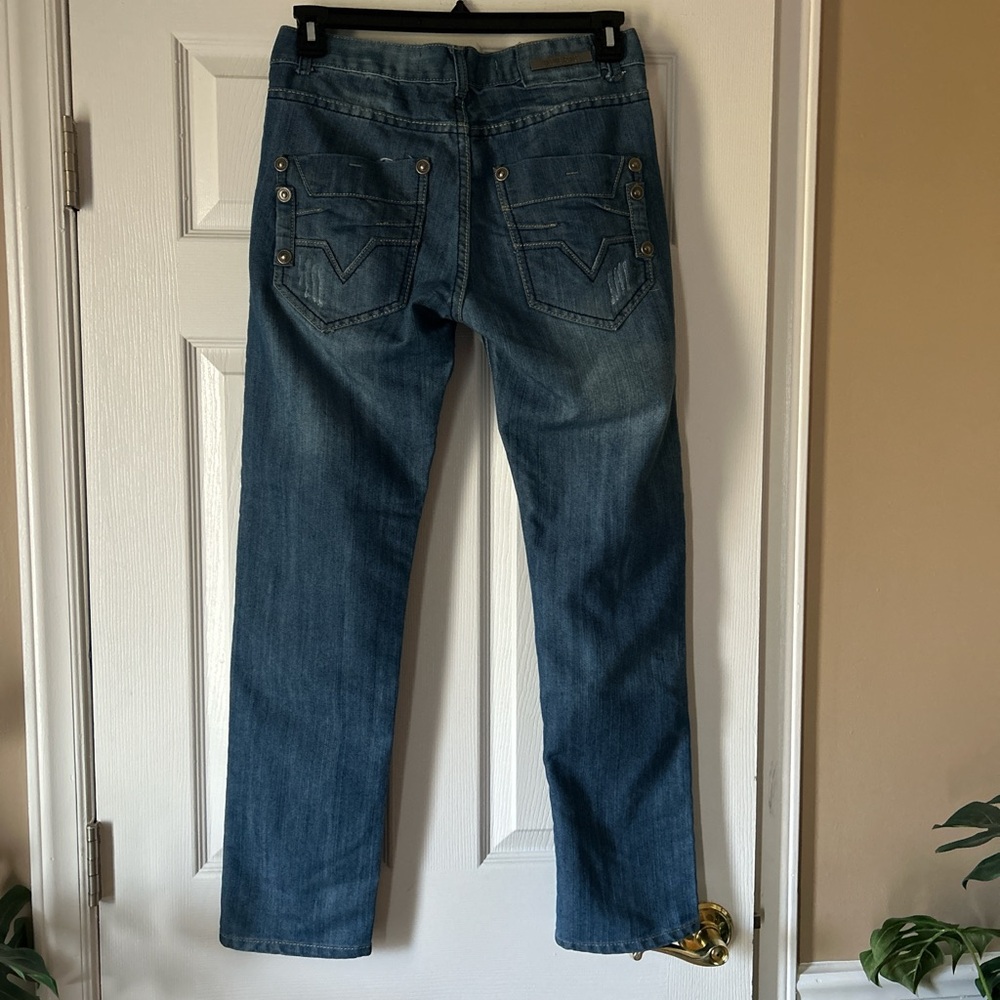 Blue Rag Classic Distressed Blue Denim Straight-leg Jeans ~ Size 30 - Picture 2 of 6
